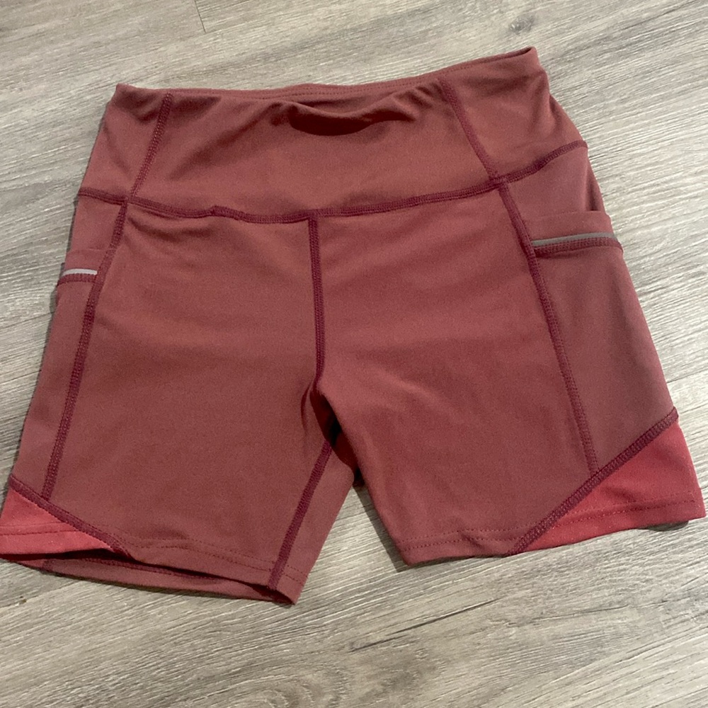 Pink and silver workout shorts